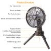 10400Mah Portable Camping Fan With Led Light Rechargeable Tripod Tent Hanging Fan Lantern Portable Foldable Oscillating Table Fan With 3 Brightness 4