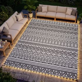 Outdoor Rug Carpet with USB Lights Reversible Patio Rug with Carry Bag for Camping 12' x 9'