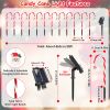 Solar Christmas Candy Cane Lights With 12 Candies 72Leds Outdoor Christmas Decorations Ip44 Waterproof Flickering Pathway Markers String Lights With 8