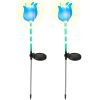 2Pcs Solar Powered Tulip Garden Light Wind Mill Waterproof Landscape Stake Lamp Decorative Lawn Lights For Yard Driveway Walkway Patio