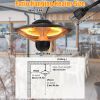 1500W Outdoor Patio Heater Electric Hanging Heated Ceiling Mounted Heating Lamp Ip23 Waterproof With 3 Heating Levels 30Mins/60Mins Timer 2 Remote Con