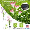 2Pcs Solar Garden Lights Outdoor Lily Flower Led Light 7-Color Changing Ip65 Waterproof Pathway Stake Lights Patio Decorative For Garden Patio Yard Wa