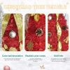 6Ft Red Pre-Lit Pop-Up Christmas Tree With 150 Warm White Led Ribbons Bow Flowers Snowflakes Pine Cones Red Ornaments Collapsible Artificial Christmas