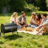 Portable Charcoal Grill Foldable Bbq Grill With Double-Sided Cooking Design, Chimney Vent, 10 Stainless Steel Skewers Carry Handle Outdoor Barbecue Gr