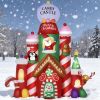 10Ft Inflatable Candy Castle Christmas Decoration With Warm White Led Lights Colorful Light Built-In Fans 10 Ground Stakes & 5 Tether Ropes Outdoor Ya