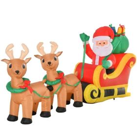 8Ft Inflatable Santa Claus On Sleigh With Reindeer 6 Pre-Lit Warm White Led Lights Christmas Blow Up Yard Decoration Outdoor Indoor Holiday Lawn Garde