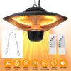 1500W Outdoor Patio Heater Electric Hanging Heated Ceiling Mounted Heating Lamp Ip23 Waterproof With 3 Heating Levels 30Mins/60Mins Timer 2 Remote Con
