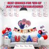 4Th Of July Decorations Set,Patriotic Party Supplies With Usa Foil Balloons Paper Fans Confetti Balloons Hanging Streamers Star Confetti Flags For Ind