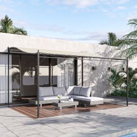10' x 13' Outdoor Pergola Gazebo, Steel Patio Canopy with Weather-Resistant Fabric and Drainage Holes, Cream White