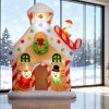 7.2Ft Inflatable Gingerbread House Christmas Decoration With Warm White Led Lights Built-In Fan 6 Ground Stakes & 2 Tether Ropes Outdoor Yard Lawn Hol