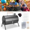Portable Charcoal Grill Foldable Bbq Grill With Double-Sided Cooking Design, Chimney Vent, 10 Stainless Steel Skewers Carry Handle Outdoor Barbecue Gr