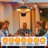 1500W Outdoor Patio Heater Electric Hanging Heated Ceiling Mounted Heating Lamp Ip23 Waterproof With 3 Heating Levels 30Mins/60Mins Timer 2 Remote Con
