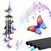 Butterfly Wind Chimes For Outside Metal Wind Chimes With Aluminum Tubes Deep Soothing Sound Decor For Garden Yard Home Patio Gift For Women Men