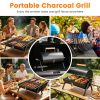 Portable Charcoal Grill Foldable Bbq Grill With Double-Sided Cooking Design, Chimney Vent, 10 Stainless Steel Skewers Carry Handle Outdoor Barbecue Gr