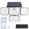 2 Pack Solar Powered Wall Lights Ip44 Waterproof Motion Sensor Lights With 4 Adjustable Heads 333Pcs Led Beads 120° Sensing Angle Remote Control For Y