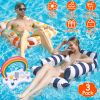 3 Pack Inflatable Pool Floats For Adult 1 Drink & Snack Float 2 Water Hammocks With High Buoyancy Pillows Cooling Mesh