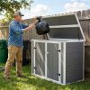 4.6X2.4 Ft Resin Outdoor Storage Shed With Hydraulic Lid & Ramp Lockable Horizontal Storage Cabinet For Garden Tools Firewood Outdoor Supplies And Pet