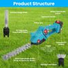 Pole Mini Hedge Trimmer & Grass Shear Electric Cordless Handheld Hedge Trimmer With 90° Rotatable Head Telescopic Extension Pole Gloves Goggles 2Pcs 2