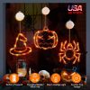 3 Pack Halloween Window Light Spider Witch Hat Pumpkin With Orange Light Hanging Halloween Decoration Light With Suction Cup Hanging Holes