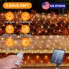9.84X6.56Ft 192Led Solar Christmas Net Lights Outdoor Bush Lights Dimmable Ip44 Waterproof With 8 Modes Remote Timer Memory Function For Holiday Party
