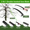 2 In 1 Extra Long Manual Pole Saw 8.23-15.12Ft Extendable Tree Pruner For High Branches With Pruner Scissors 2 Double-Hooked Saw Blades Goggles Gloves