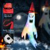 4Pcs Halloween Ghosts With Witch Hats Windsocks Hanging Decoration With Colorful Led Light Outdoor Flag Wind Socks Halloween Party Decoration For Yard