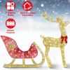 Lighted Christmas Reindeer & Sleigh Indoor Outdoor Christmas Decoration Christmas Lighted Display With 8 Lighting Modes