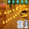 32.8Feet Globe String Lights Battery Powered Waterproof Decorative Fairy Lamp With 8 Lighting Modes Remote Control For Garden Lawn Patio