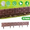 12Pcs Stone Fence Edging Panels, Imitation Stone Pp Garden Border With Rotatable Connectors, Easy Snap Assembly Adjustable Angle For Garden Yard Lawn