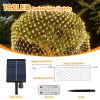 9.84X6.56Ft 192Led Solar Christmas Net Lights Outdoor Bush Lights Dimmable Ip44 Waterproof With 8 Modes Remote Timer Memory Function For Holiday Party