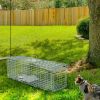 Humane Cat Trap Cage With Gloves Catch Release Live Animal Rodent Cage Collapsible Galvanized Wire For Raccoons Beavers Groundhogs Foxes Armadillos