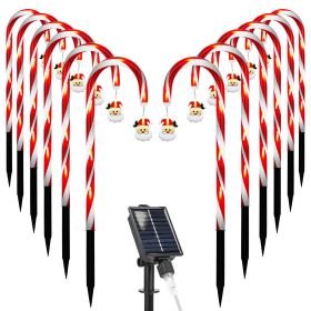 Solar Christmas Candy Cane Lights With 12 Candies 72Leds Outdoor Christmas Decorations Ip44 Waterproof Flickering Pathway Markers String Lights With 8