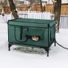 Waterproof Heated Cat House Outdoor Weatherproof Insulated Kitty Shelter Feral Cat Heating Bed With Heating Pad Anti-Chew Cord 2 Doors 3 Windows For I