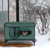 Waterproof Heated Cat House Outdoor Weatherproof Insulated Kitty Shelter Feral Cat Heating Bed With Heating Pad Anti-Chew Cord 2 Doors 3 Windows For I