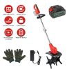 21V Electric Cordless Tiller Cultivator Powered Garden Tiller With 4 Blades 16 Steel Tines 550W 300Rpm 4000Mah Battery Tilling 9-In Width & 9-In Depth