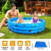 51X13” Inflatable Swimming Pool Blow Up Family Pool For 3 Kids Foldable Swim Ball Pool Center W/ 4 Valves Bottom Water Drain Plug For Indoor Backyard