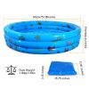 51X13” Inflatable Swimming Pool Blow Up Family Pool For 3 Kids Foldable Swim Ball Pool Center W/ 4 Valves Bottom Water Drain Plug For Indoor Backyard