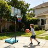Portable Kids Basketball Hoop With Wheels, Height Adjustable 5.6 To 7Ft Basketball Goal System Indoor Outdoor For Kids Teens Adults