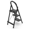 3-Step Foldable Ladder With Wide Anti-Slip Pedal Safety Locking Design Soft Handgrip Portable Lightweight Folding Step Stool 330Lbs Load Capacity For