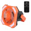 Portable Camping Lantern Fan 10000Mah Battery Powered Hanging Fan Usb Rechargeable Tent Fan With 4 Light Modes 3 Wind Modes Emergency Power Bank Remot