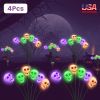 4 Packs Solar Skull Lights Outdoor Halloween Decorations Solar Powered With 6 Skull Heads 2 Lighting Modes Ip45 Waterproof Halloween Yard Lights For L