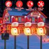 1Pc Solar Powered Lamp 3 Snowmen Outdoor Decorative Christmas Lamp Garden Stake Light Ip55 Waterproof Santa Landscape Light Warm White Led Lighting Pa