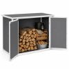 4.6X2.4 Ft Resin Outdoor Storage Shed With Hydraulic Lid & Ramp Lockable Horizontal Storage Cabinet For Garden Tools Firewood Outdoor Supplies And Pet