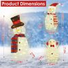 3Pcs 2D Christmas Snowman Yard Decoration Snowman Family Outdoor Decoration With 90Pcs Led Warm Yellow Lights 8 Lighting Modes Ip44 Waterproof For Chr