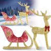 Lighted Christmas Reindeer & Sleigh Indoor Outdoor Christmas Decoration Christmas Lighted Display With 8 Lighting Modes