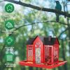 Metal Hanging Bird Feeder House Classic Barn Bird Feeder House Iron Hanging Outdoor Feeder With Visible Window And Lift Top Lid 15.75In Hanging Length