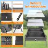 Portable Charcoal Grill Foldable Bbq Grill With Double-Sided Cooking Design, Chimney Vent, 10 Stainless Steel Skewers Carry Handle Outdoor Barbecue Gr