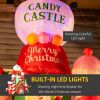 10Ft Inflatable Candy Castle Christmas Decoration With Warm White Led Lights Colorful Light Built-In Fans 10 Ground Stakes & 5 Tether Ropes Outdoor Ya