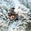 4.5Ft Flocked Christmas Tree With Pot 150 Pre-Lit Warm White Led Lights 19 Pine Cone Decorations Potted Artificial Christmas Tree For Bedroom Living R