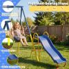 3 In 1 Swing Set With Slide For Backyard, Outdoor Playground Set With 33 Inch Saucer Swing, Belt Swing And Kids Slide, Heavy Duty A-Frame Steel Swing